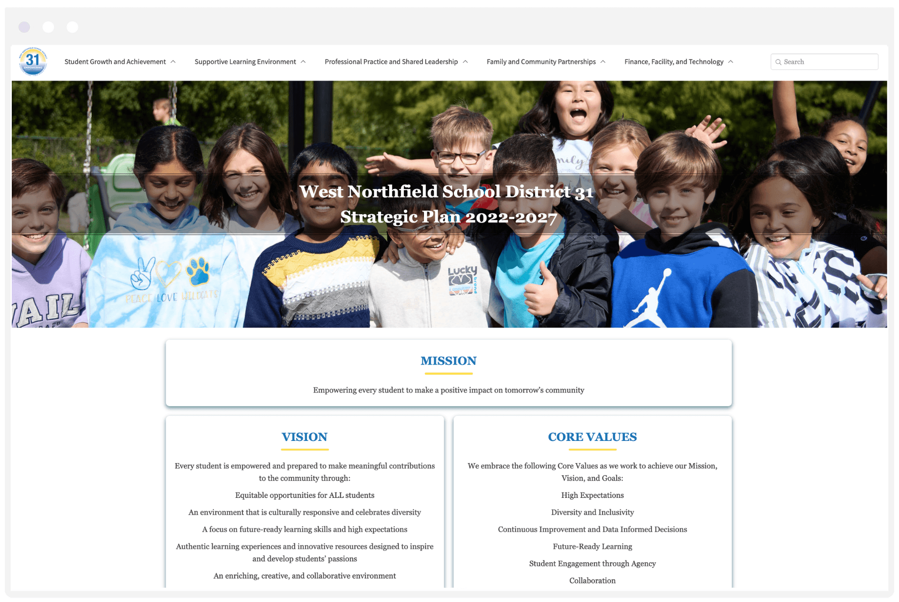 West Northfield public school strategic plan envisio public dashboard