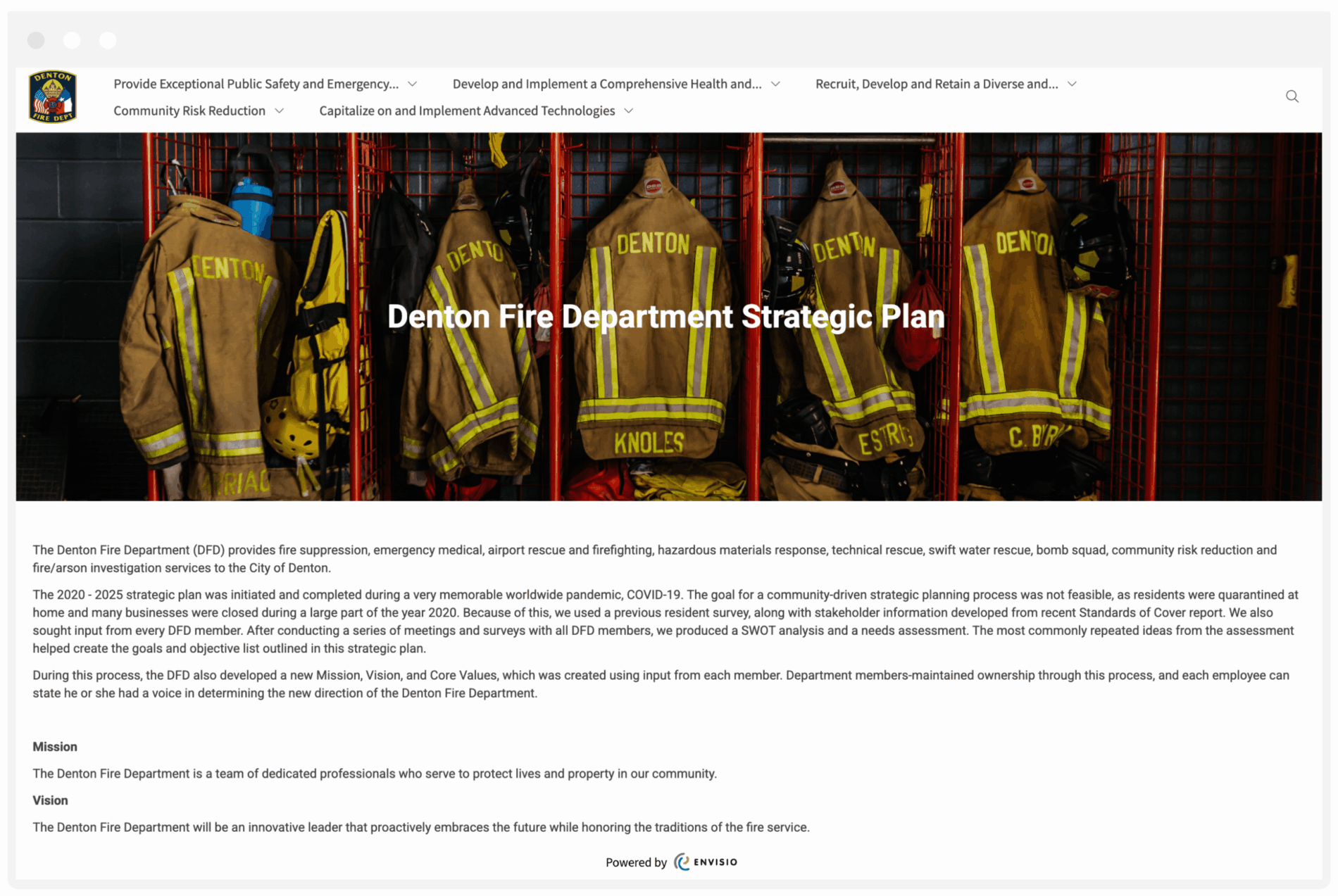 envisio public dashboard denton fire department