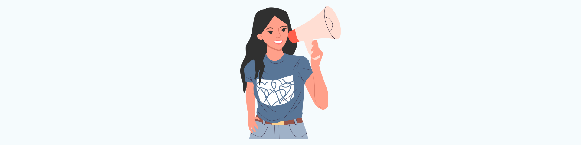 cartoon girl with megaphone making an announcement