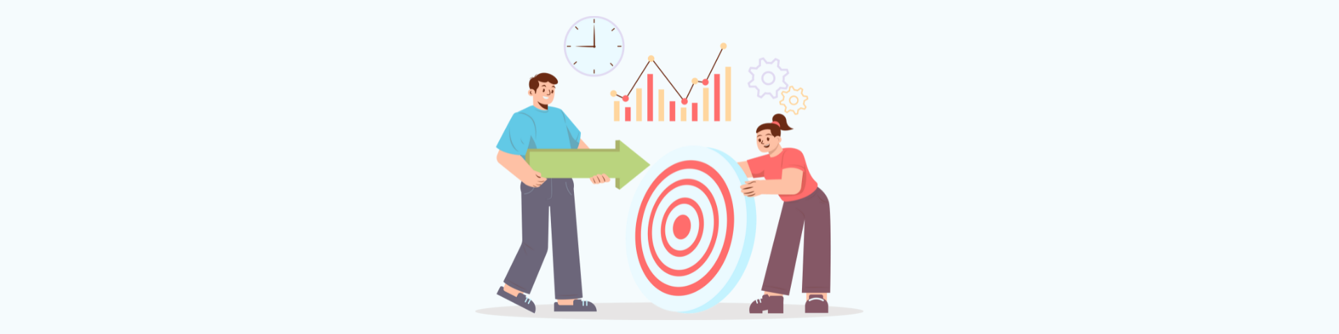 two cartoon people looking at performance measures