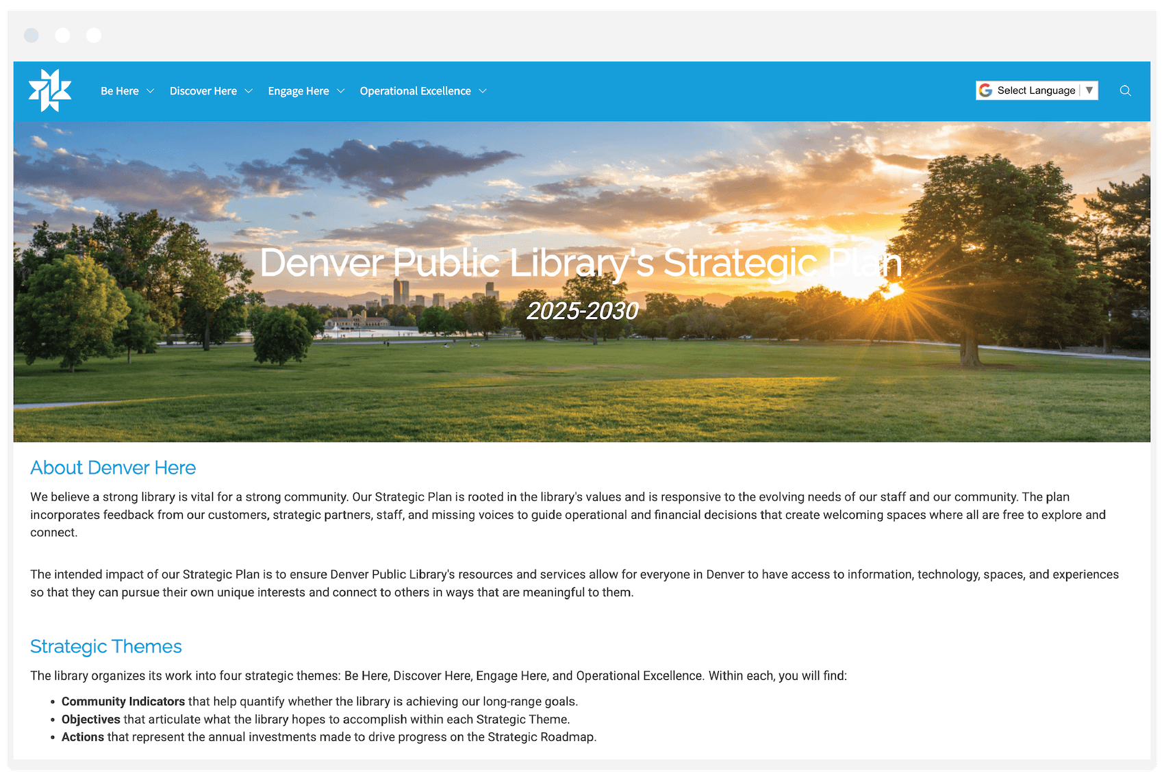Denver Public Library strategic plan public dashboard