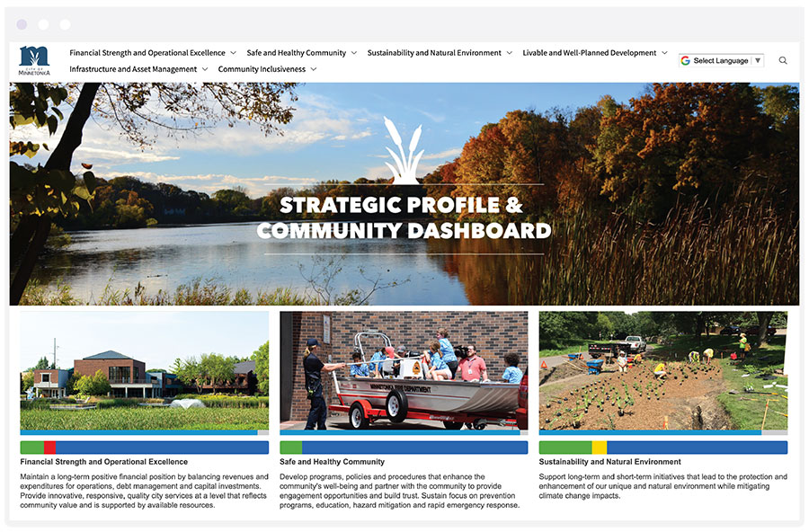 Screenshot of City of Minnetonka Strategic Profile & Community Dashboard