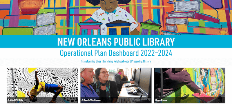 New Orleans Public Library Operational Plan Dashboard Screenshot