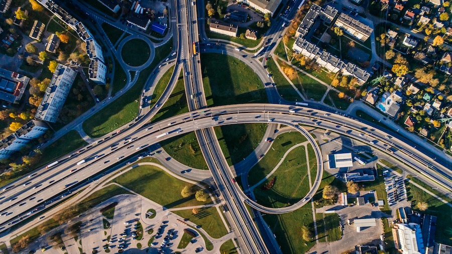 City highway roads representing capital improvement dashboards.