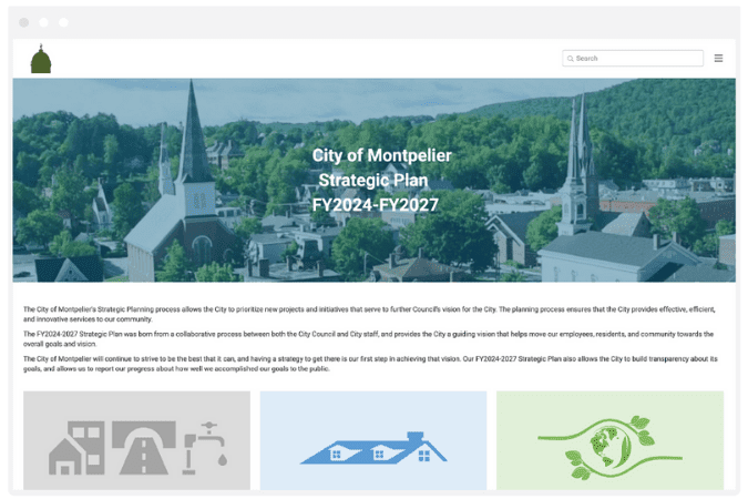 City of Montpelier Climate Action Plan Dashboard Screenshot