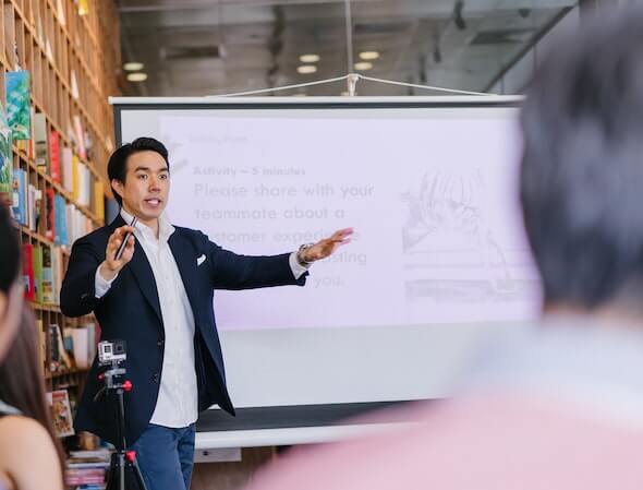 Image of man presenting an Envisio partner presentation