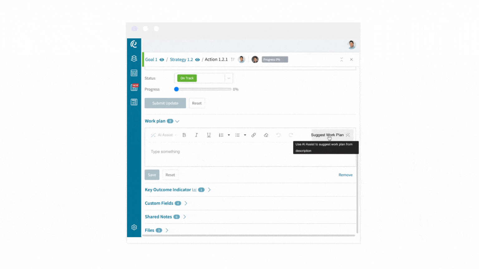 Animated gif of Envisio AI Assist creating a work plan