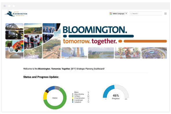 Screenshot of City of Bloomington Minnesota Community Dashboard