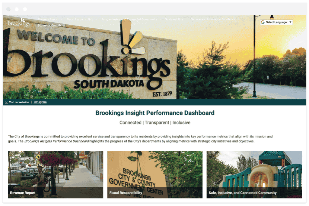 City of Brookings South Dakota insight Performance Dashboard