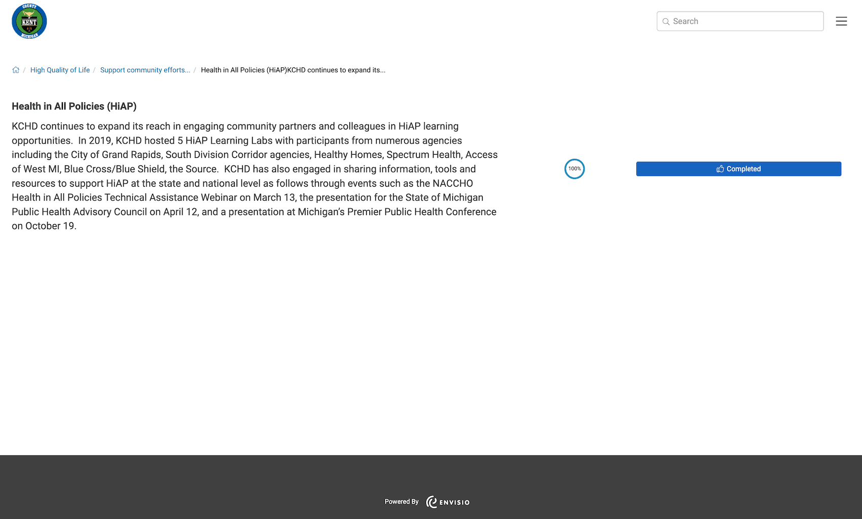 Kent County Community and Public Health Strategic Plan Public Dashboard Kent County Community and Public Health Strategic Plan Public Dashboard
