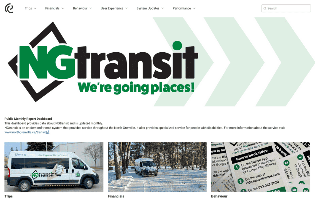 North Grenville NGtransit public dashboard