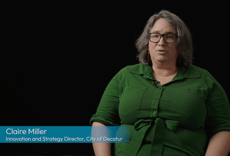 Video thumbnail of the City of Decatur's Innovation and Strategy Director talking about how the city uses Envisio's government strategic planning software.