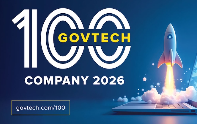 GovTech 100 2026 banner image showing a laptop and a rocket taking off.
