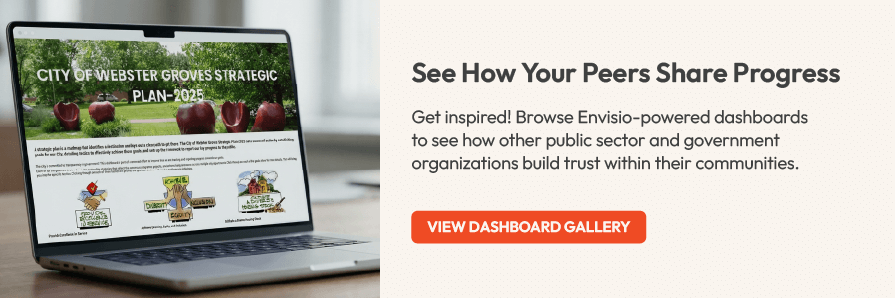 Image of a dashboard by the City of Webster Groves with a button encouraging the reader to 