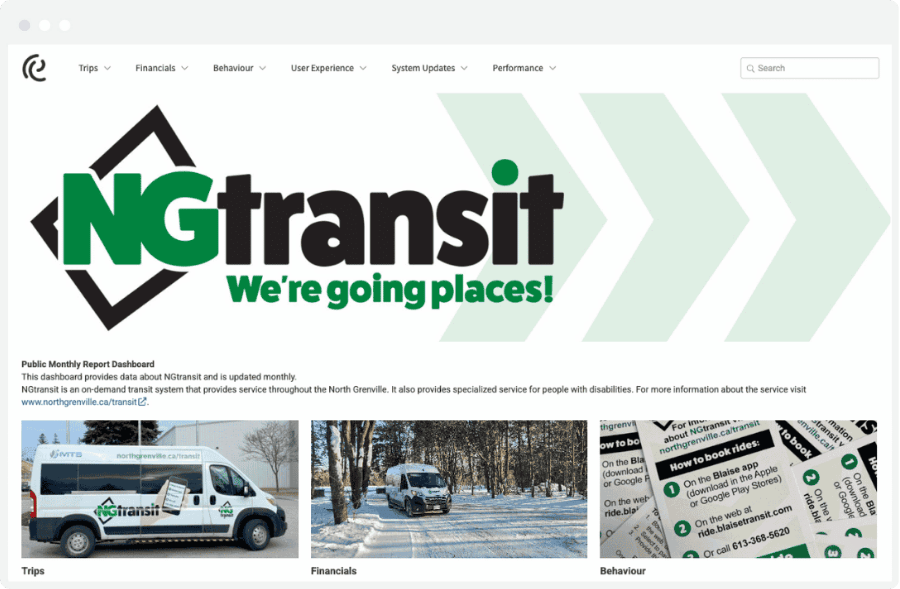 NGtransit North Grenville Ontario Dashboard
