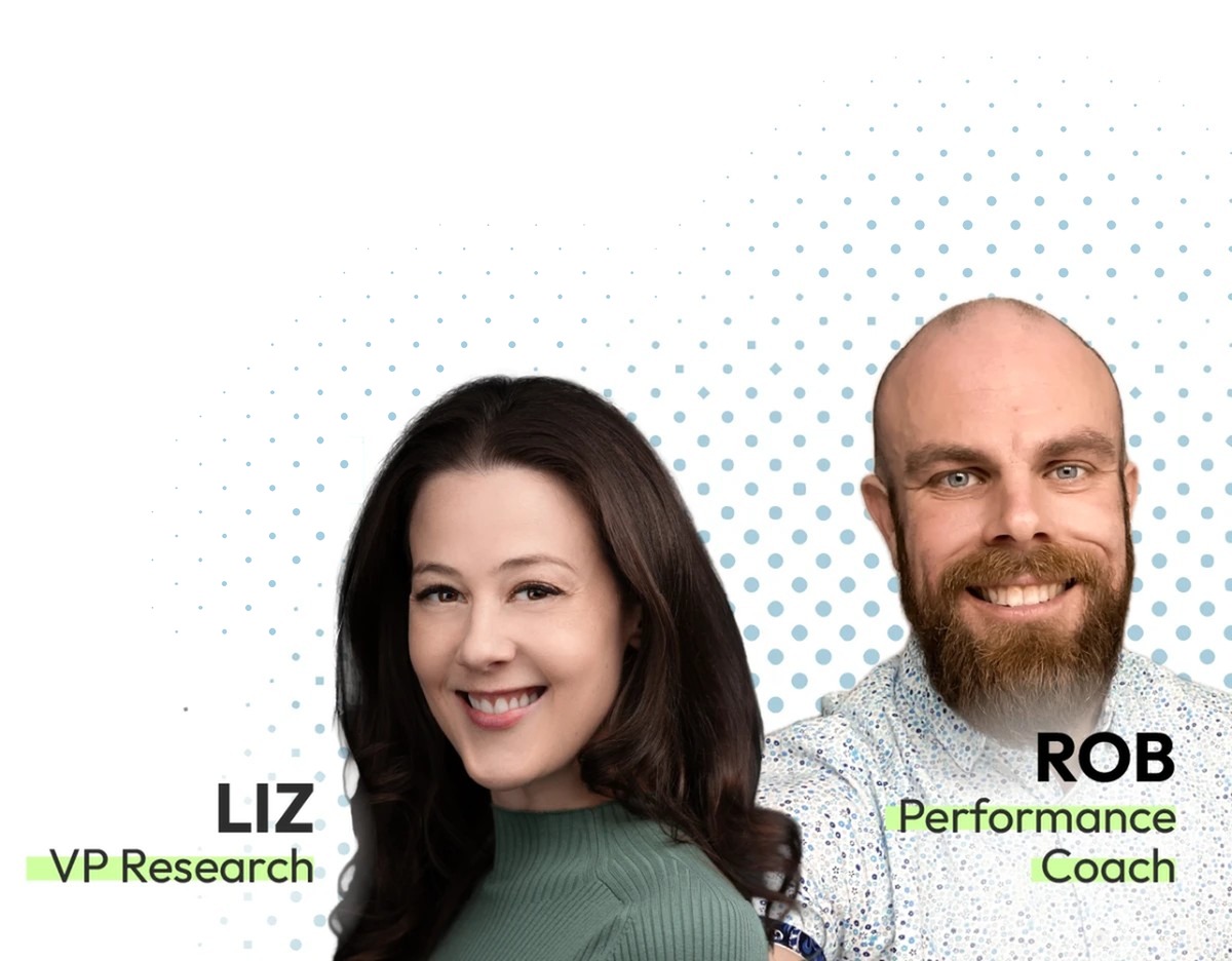 Liz, VP Research, and Rob, Performance Coach, hosts of the Strategy Scoop