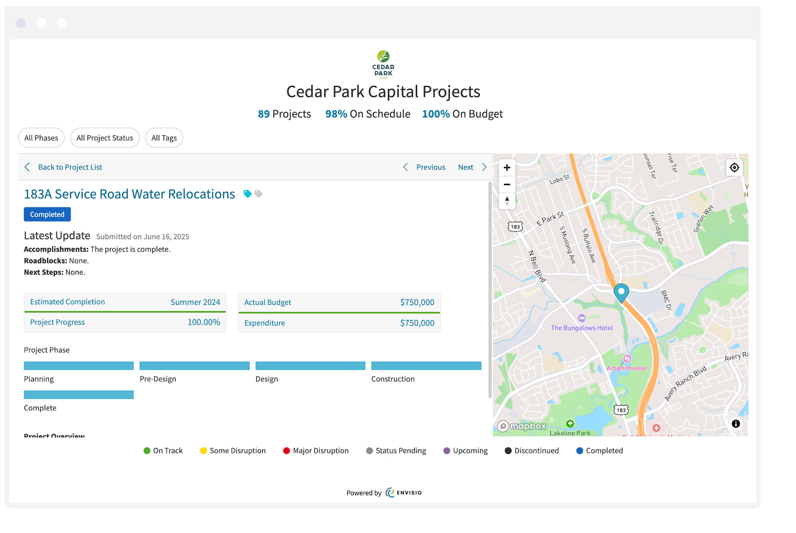 cedar park capital projects completed
