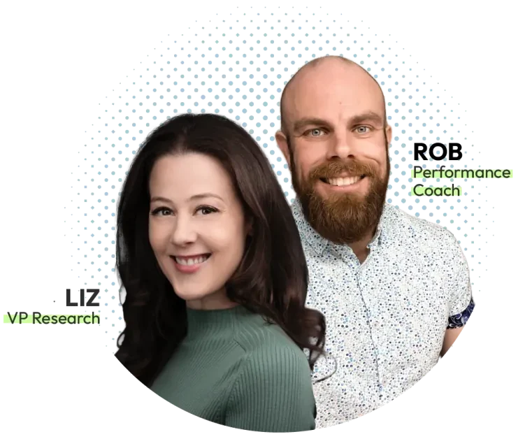 Liz, VP of Research, and Rob, Performance Coach, hosts of Strategy Scoop public sector strategy & performance newsletter